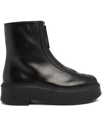 The Row - Zippered Platform Leather Combat Boots - Lyst