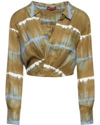 Altuzarra - Rhodes Printed Linen Crop Shirt W/Twist - Lyst
