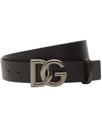 Dolce & Gabbana - 3.5Cm Logo Leather Belt - Lyst