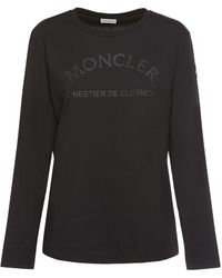 Moncler - Camiseta de algodón jersey con manga larga - Lyst