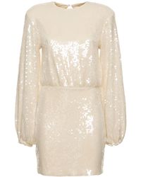 ROTATE BIRGER CHRISTENSEN - Embellished Long Sleeve Mini Dress - Lyst
