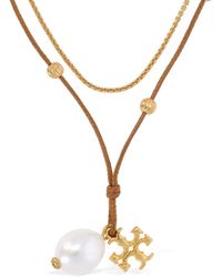 Tory Burch - Kira Double Cord Chain Necklace W/ Pearl - Lyst