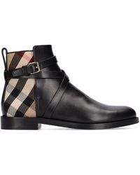 Burberry - 20mm New Pryle Leather & Check Boots - Lyst