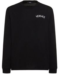 Versace - Camiseta de manga larga de algodón con logo - Lyst