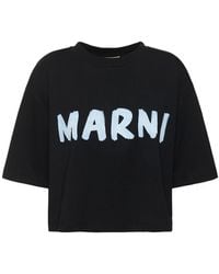 Marni - Printed Logo Cotton Jersey T-shirt - Lyst