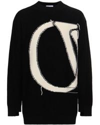 Off-White c/o Virgil Abloh - Oversized Distressed Logo-intarsia Wool Sweater - Lyst