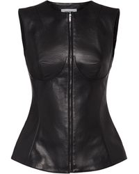 McQueen - Leather Zip-Up Top - Lyst