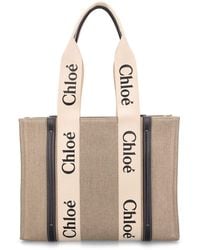 Chloé - Woody Medium Linen Tote Bag - Lyst