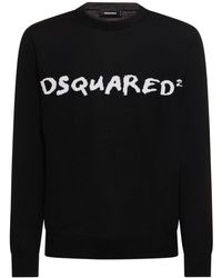 DSquared² - Logo Jacquard Wool Blend Sweater - Lyst