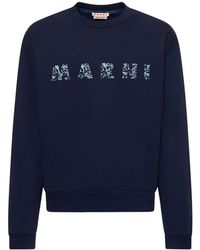 Marni - Floral Logo Print Cotton Sweatshirt - Lyst