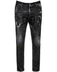 Herren Bekleidung Jeans Jeans mit Gerader Passform DSquared² 16cm Jeans Aus Baumwolldenim Mit Icondruck in Schwarz für Herren 