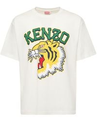 KENZO - Tiger Varsity Brand-print Boxy-fit Cotton-jersey T-shirt - Lyst