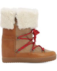Isabel Marant Stivali "Nowly" In Shearling E Camoscio 70Mm - Neutro