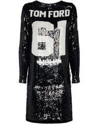 Tom Ford - Logo All Over Sequin Mini Dress - Lyst