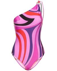 Emilio Pucci - Printed Lycra One Piece Swimsuit - Lyst
