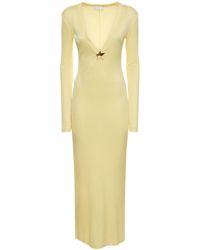 Area - Viscose V Neck Long Dress W/ Star Stud - Lyst