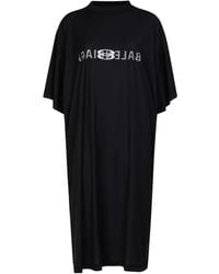 Balenciaga - Vestido camiseta de algodón con costuras visibles - Lyst