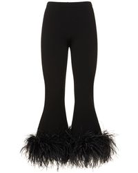 Valentino - Stretch Cady Straight Pants W/feathers - Lyst