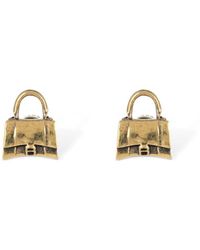 Balenciaga - Xs Bag Stud Brass Earrings - Lyst