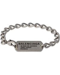 Balenciaga - Logo Tag Brass Chain Bracelet - Lyst