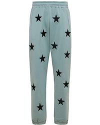 Unknown Star Embroidered Cotton Joggers - Blue
