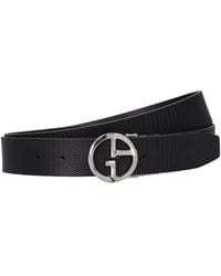 Giorgio Armani - Ga Buckle Reversible Leather Belt - Lyst