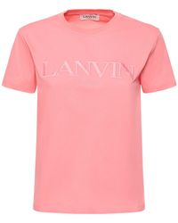 Lanvin - Cotton Embroidered Logo Crewneck T-Shirt - Lyst