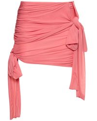 Blumarine - Draped Jersey Mini Skirt W/bows - Lyst