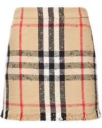 Burberry - Catia Check Cotton & Wool Mini Skirt - Lyst