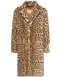 Palm Angels Leopard Faux Fur Coat - Brown