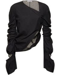 Acne Studios - Cotton Poplin Cutout Draped Shirt - Lyst