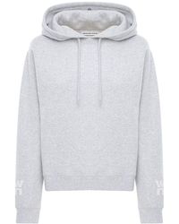 Alexander Wang Hoodie Aus Stretch-baumwollfleece Mit Logo - Grau
