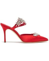 Manolo Blahnik - Sabot "lurum" In Raso Con Swarovski 90mm - Lyst