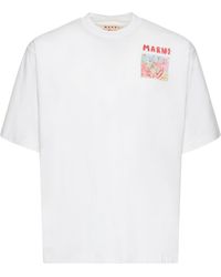 Marni Printed Cotton Jersey T-shirt - White