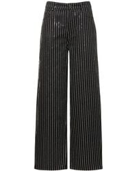 ROTATE BIRGER CHRISTENSEN - Sequined Cotton Twill Wide Pants - Lyst