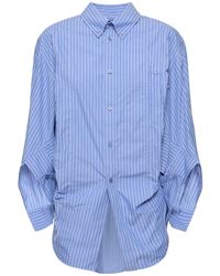 Balenciaga - Camisa de popelina de algodón con mangas torcidas - Lyst