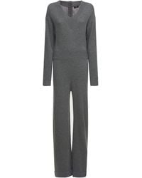 Theory V Neck Wool & Cashmere Jumpsuit - Gray