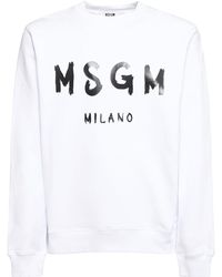 MSGM - Sweatshirt Aus Baumwolljersey Mit Logodruck - Lyst