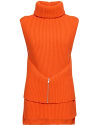 Jil Sander - Knit Wool Vest W/ Zip Detail - Lyst