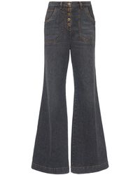 Etro - Jeans svasati vita alta in denim - Lyst