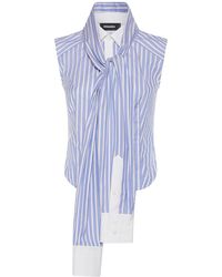 DSquared² - Striped Cotton Sleeveless Knotted Shirt - Lyst