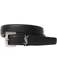 Saint Laurent - 2Cm Ysl Textured Leather Belt - Lyst