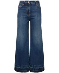 Valentino - Denim High Rise Cropped Flared Jeans - Lyst