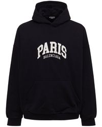 Balenciaga - Wide Embroidered Cotton Hoodie - Lyst