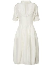 Bottega Veneta - Flared Long-sleeve Midi Dress - Lyst