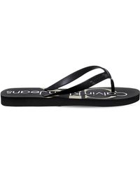 Calvin Klein 10mm Hohe Flipflops Aus Gummi Mit Logo "paulina" - Schwarz