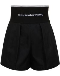 Alexander Wang Cotton Safari Shorts W/ Logo Waistband - Black
