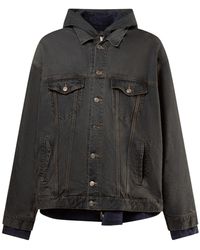 Balenciaga - Layered Silk & Cotton Denim Jacket - Lyst