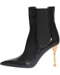 Balmain - Leather Moneta Ankle Boots 95 - Lyst