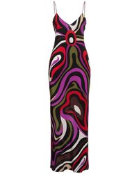 Emilio Pucci - Printed Crepe Long Dress - Lyst